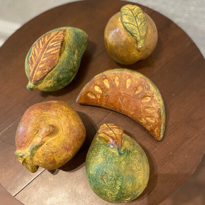 Mexican Terra Cotta Painted Fruit - set of 5