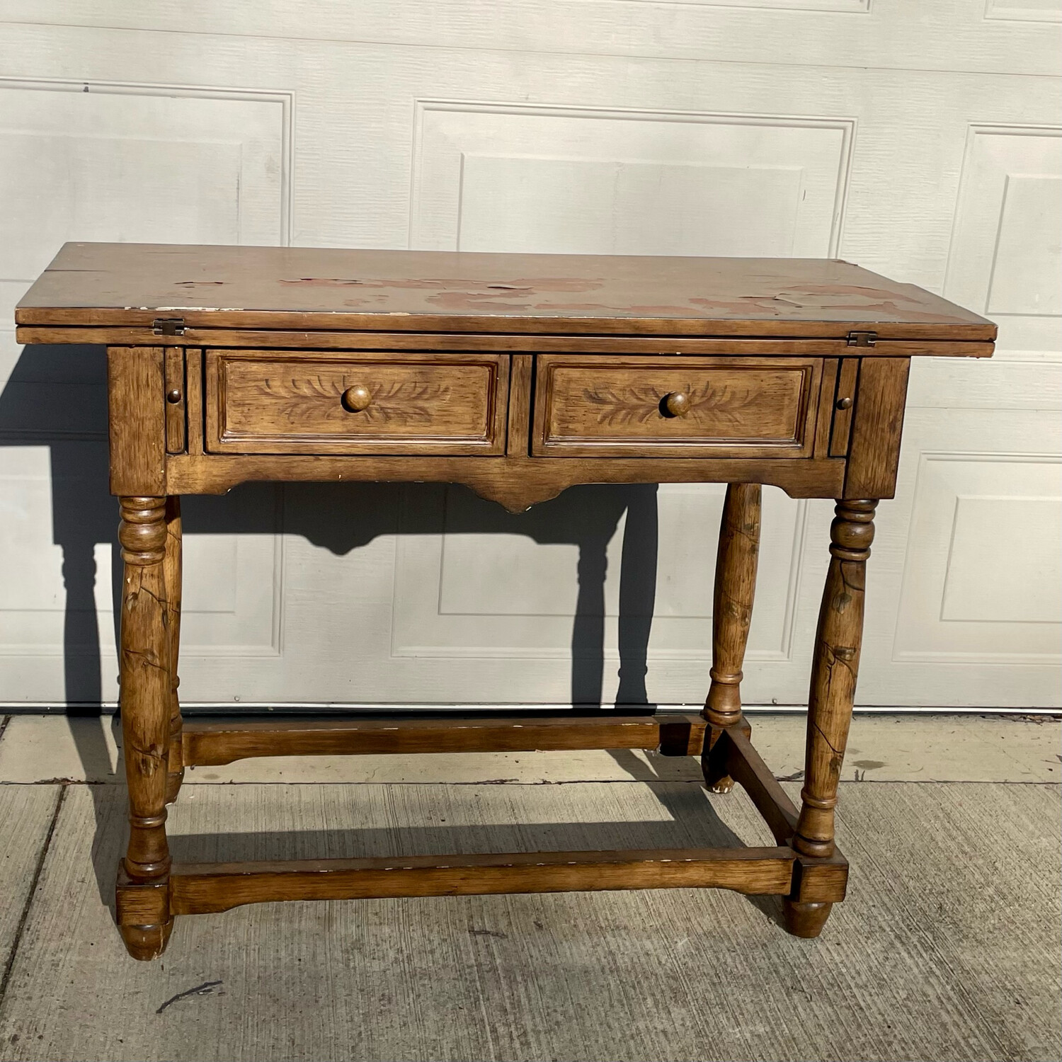 Fold Out Wood Console/Work Table
