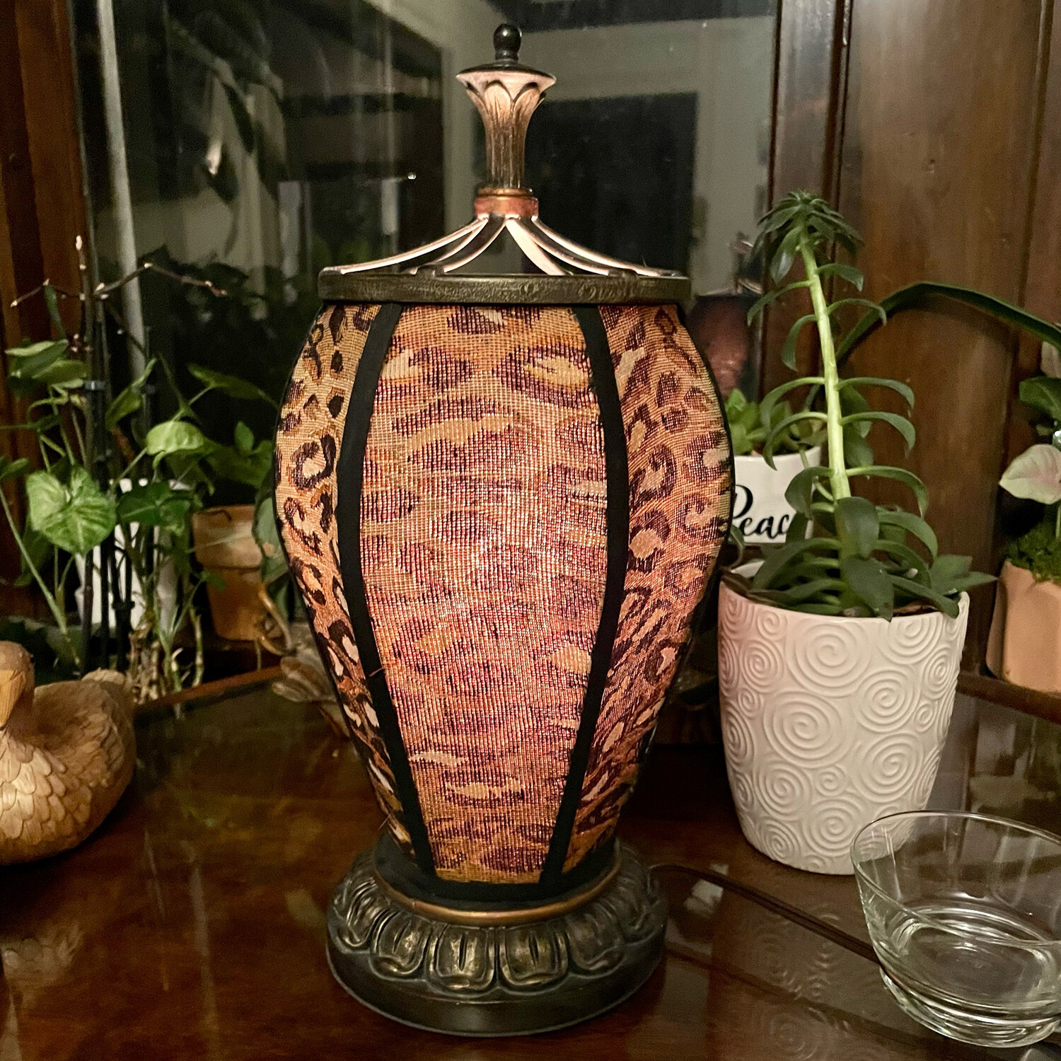 Leopard Print Lamp 15” tall