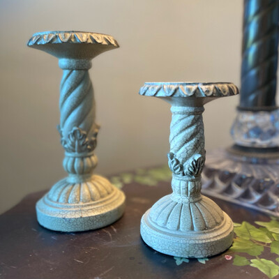 Decorative Stands Candle Holders w/ Leaf Decor