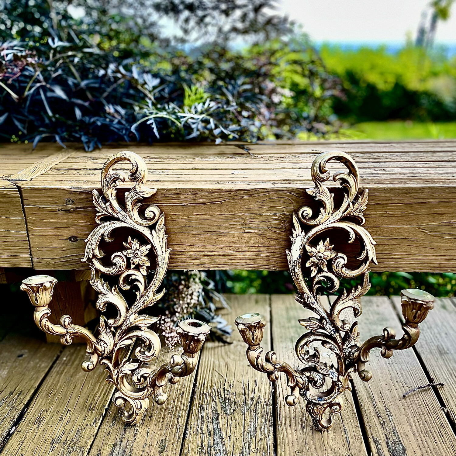 Vintage Wall Sconces Candle Holders - set of 2 