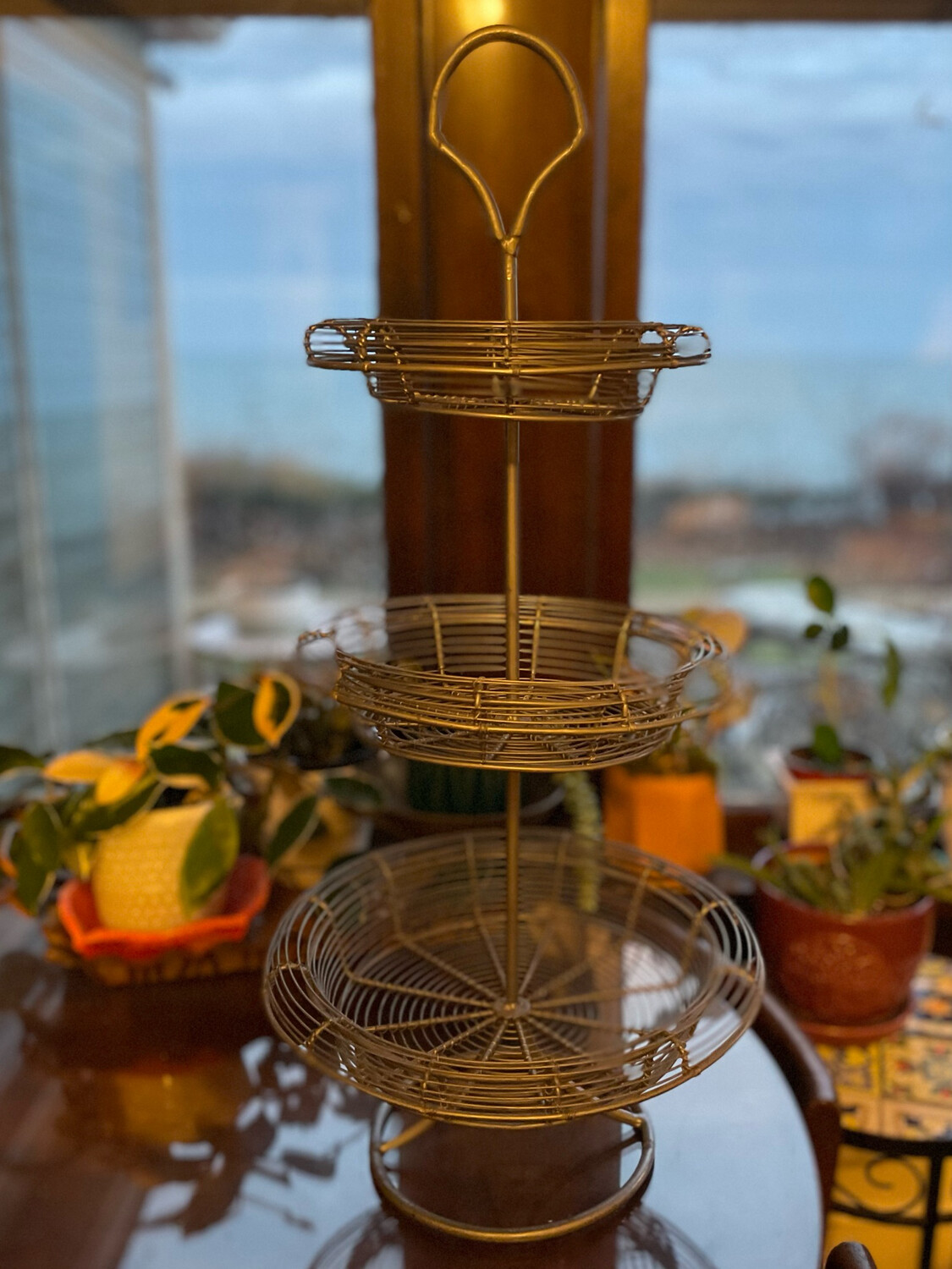 Vintage Three Tier Metal Wire Basket 