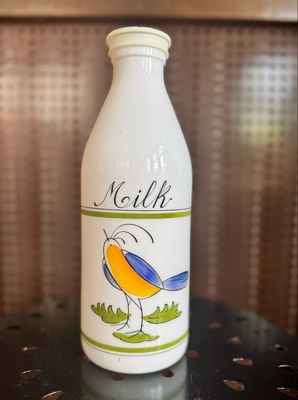 Vintage Milk Glass Italian Egizia Milk Bottle w/Lid