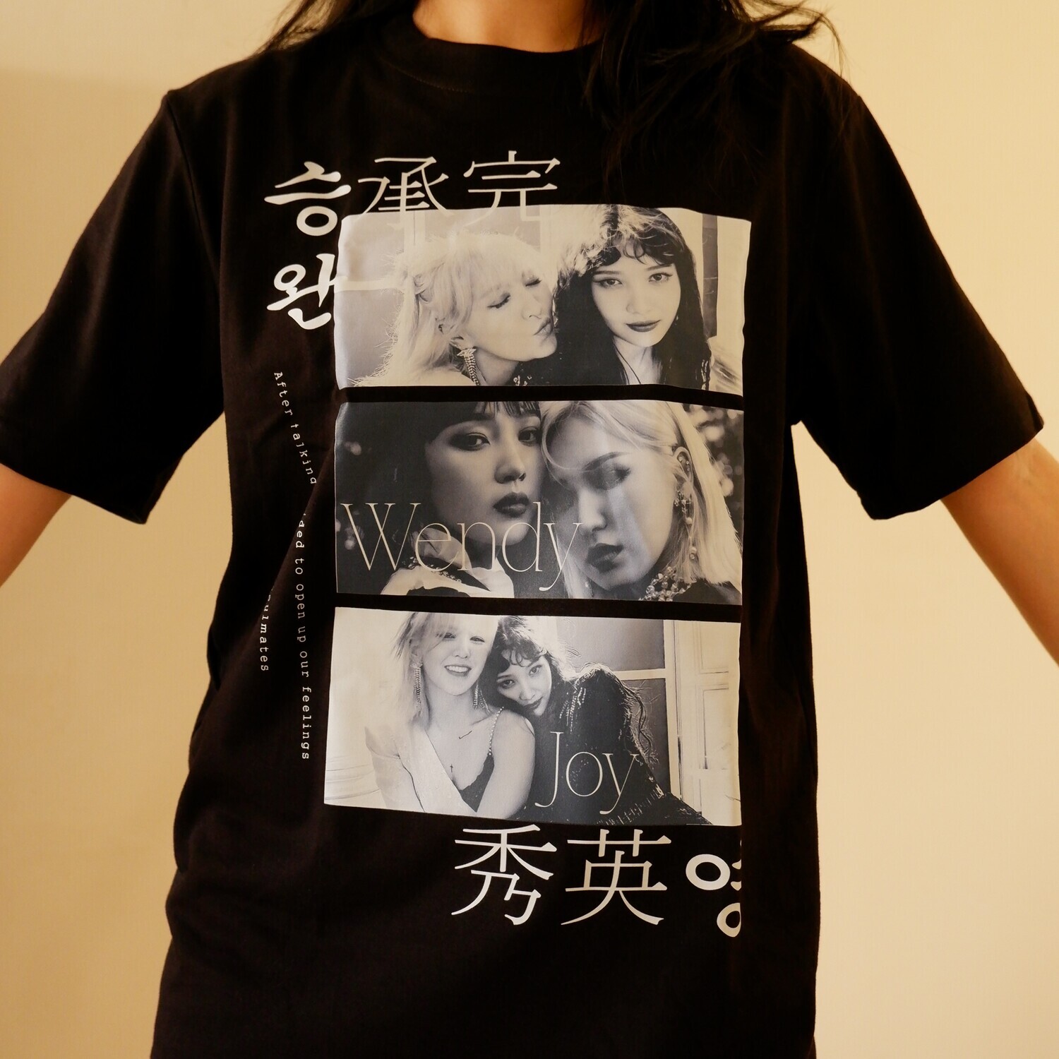 black graphic tee with red