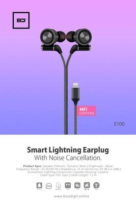 E100 - Smart Lightning Earplug With MFI Certified | Noise Cancellation