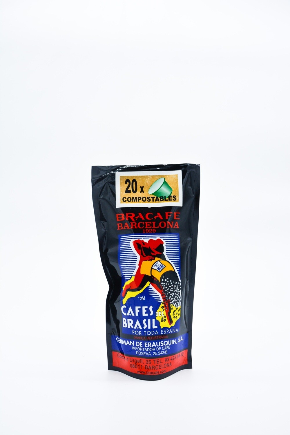 Bolsa de 20 cápsulas COMPOSTABLES de café Natural para cafetera sistema Nespresso 