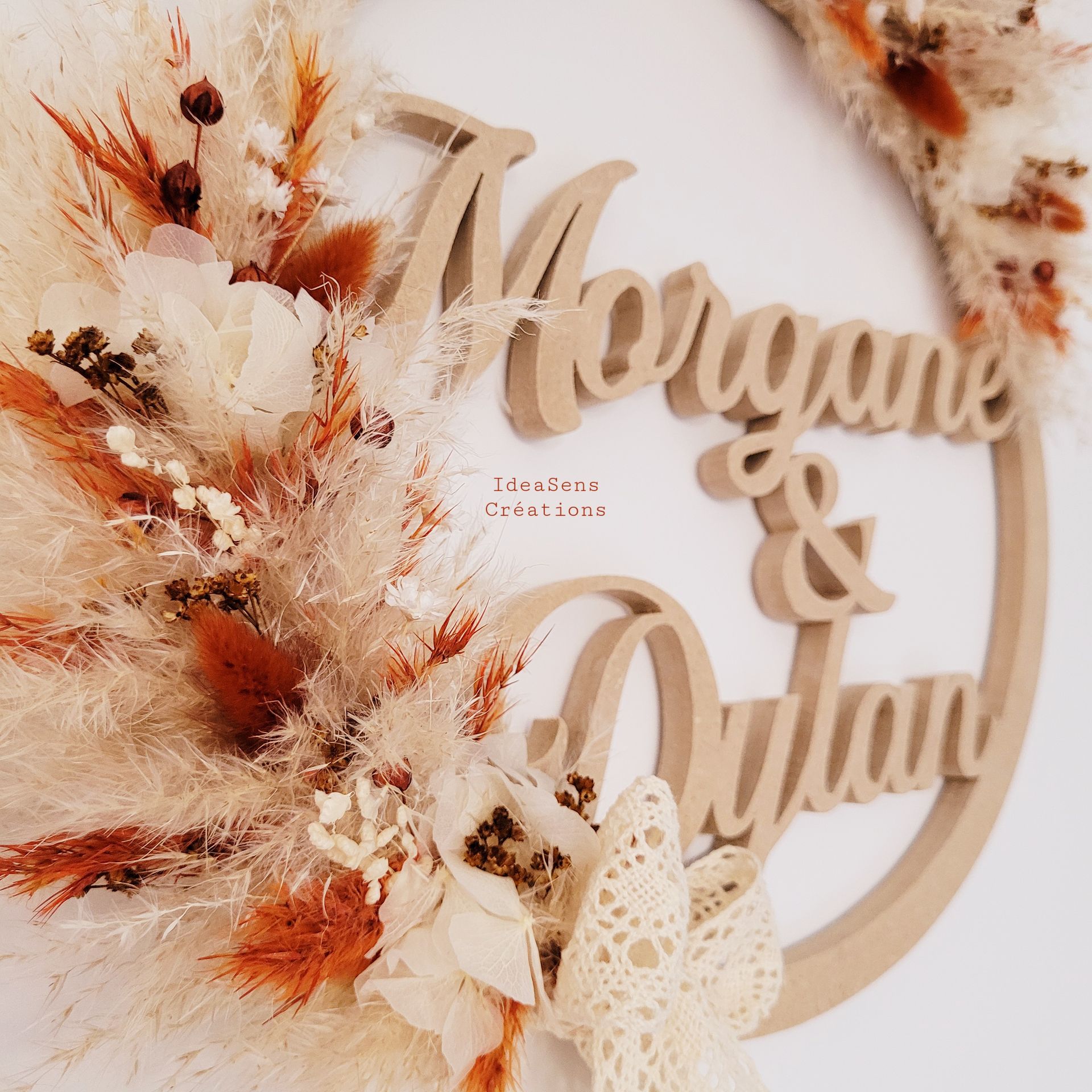 Cercle personnalisé deux prénoms Terracotta/Ivoire