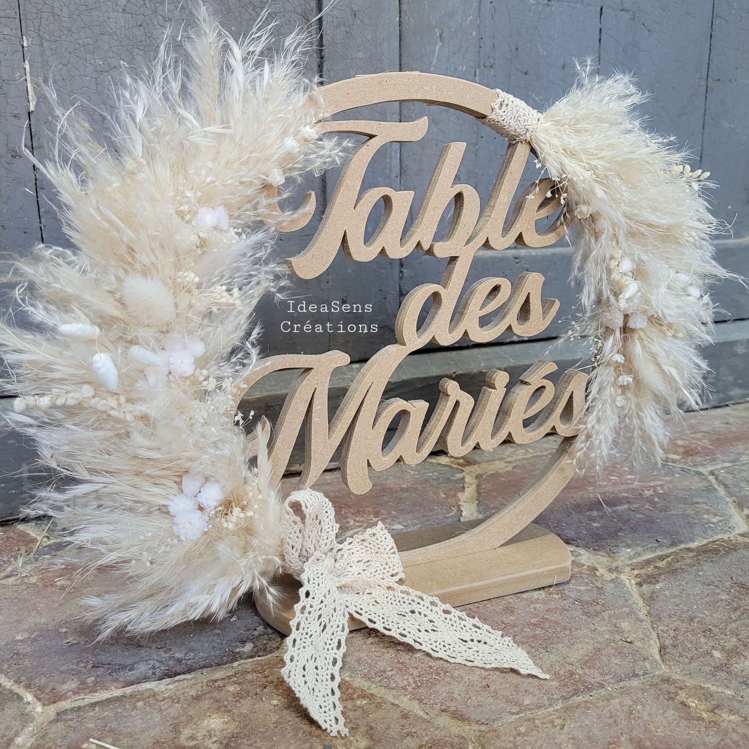 Centre de table " Table des Mariés" Ivoire