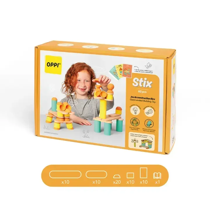 Stix 60 pcs - Jouet éducatif en bois de construction