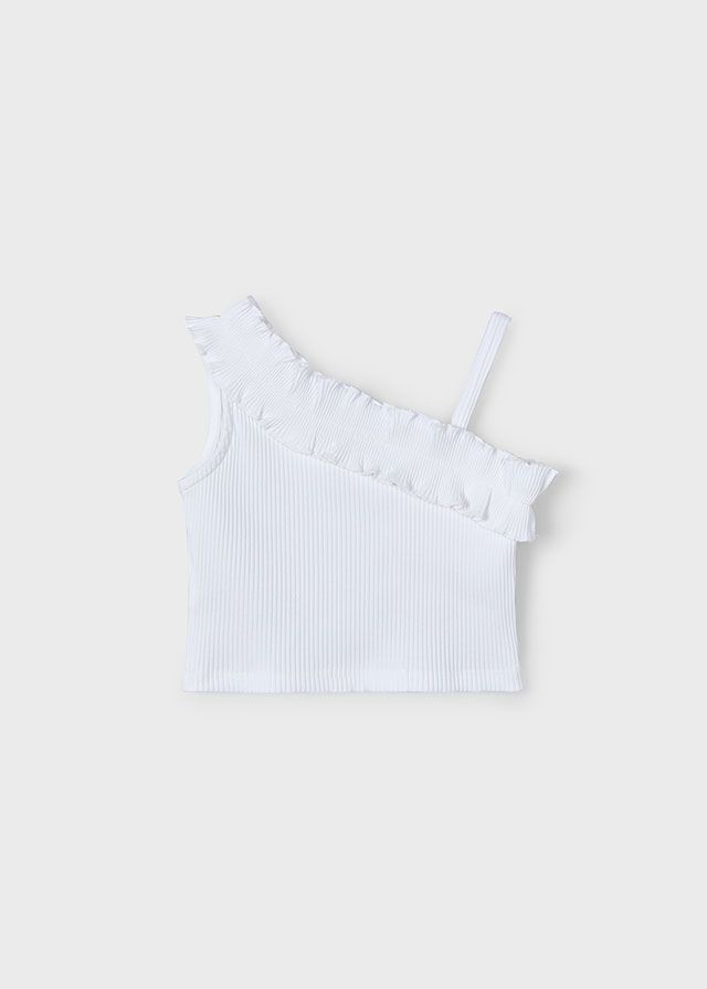 T-shirt asymétrique à volants