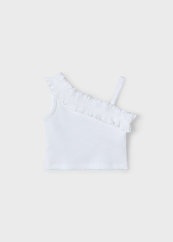 T-shirt asymétrique à volants