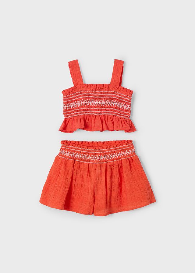 Ensemble short et top nid d'abeille