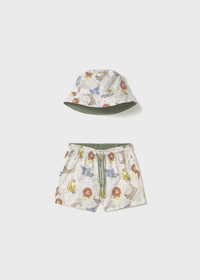 Set maillot de bain et chapeau réversible protection solaire