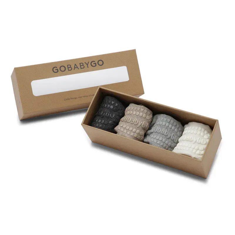 Lot de 4 chaussettes antidérapantes en bambou Lot de 4 chaussettes antidérapantes en bambou