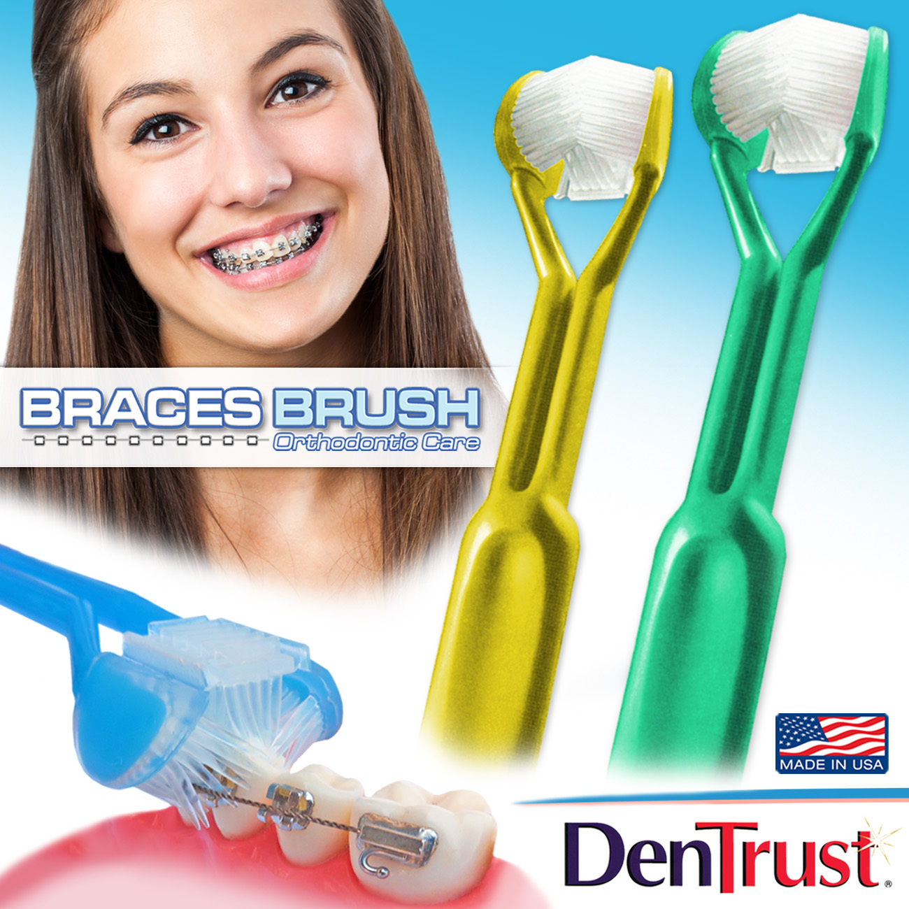 DenTrust BRACES BRUSH Toothbrush for Orthodontic Care Braces Brush