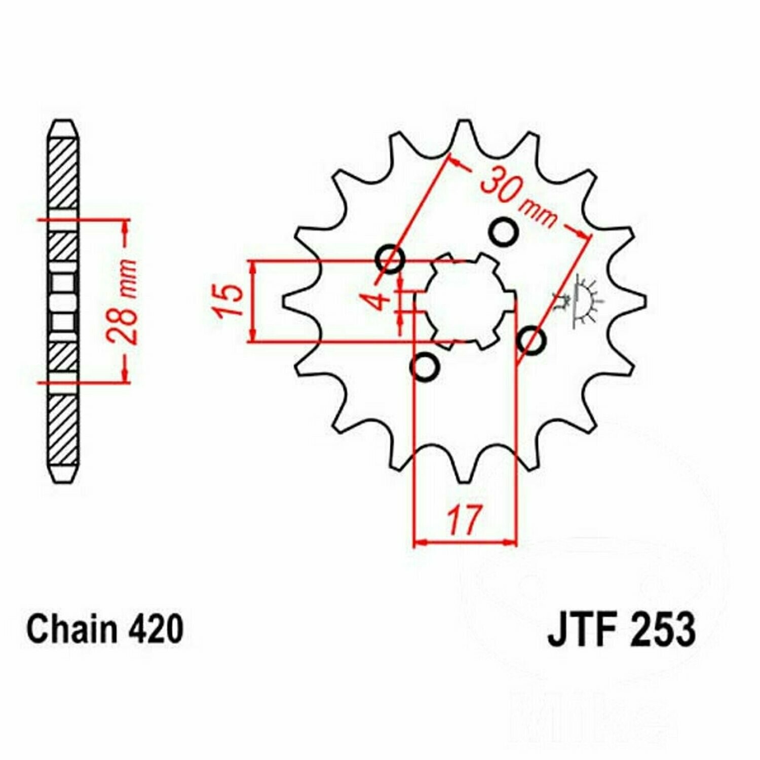 JT Kettenritzel Ritzel 18Z Teilung 420 grobverzahnt 4 Innendurchmesser 15/17