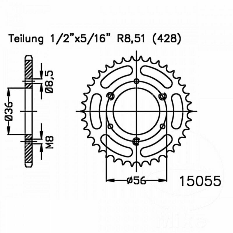 Esjot Kettenrad 35Z Teilung 428 schwarz Innendurchmesser 036 Lochkreis 056 Esjot Kettenrad 35Z Teilung 428 schwarz Innendurchmesser 036 Lochkreis 056
