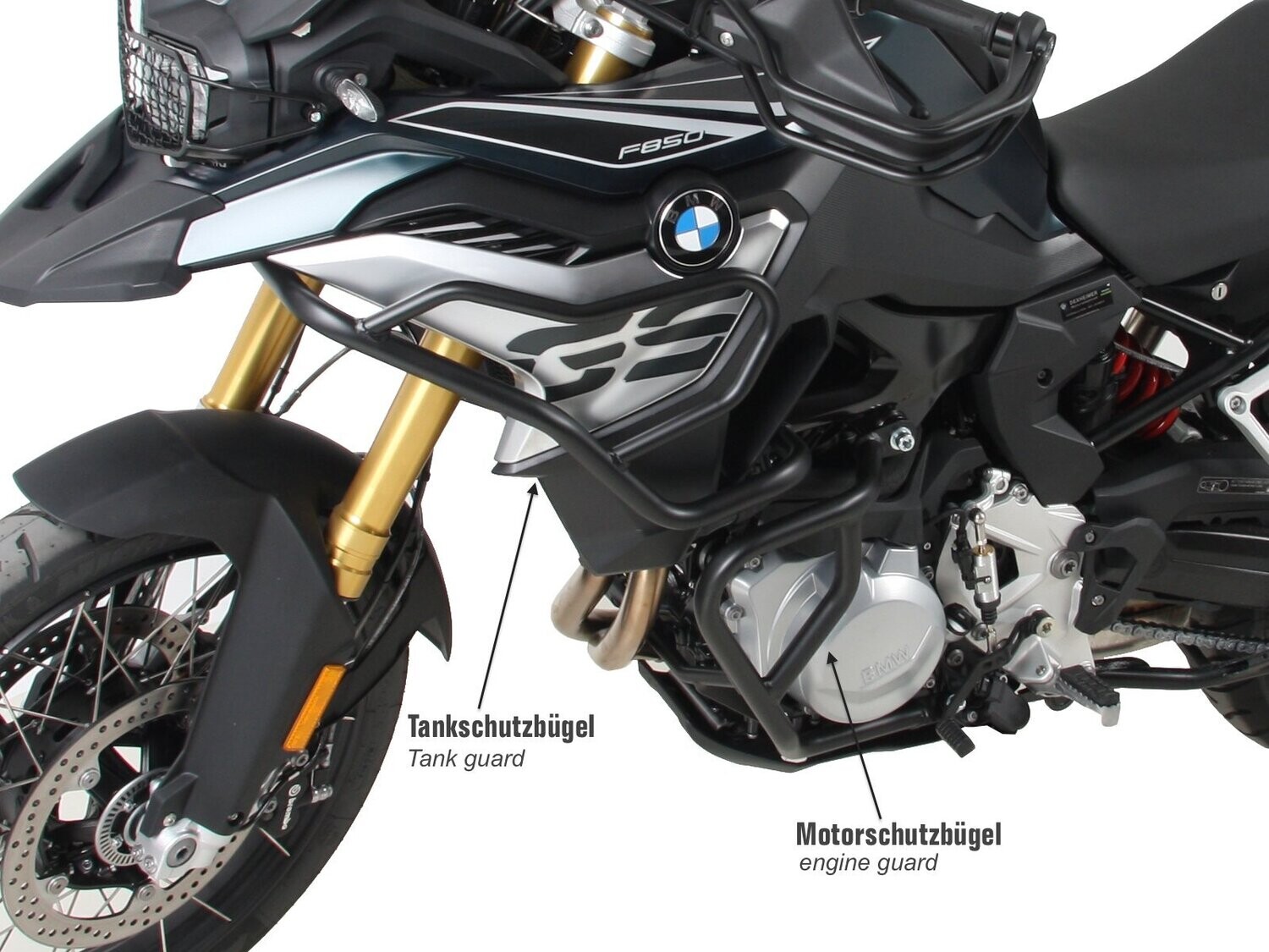 Hepco&Becker BMW F 850 GS (2018-) Tankschutzbügel schwarz / Edelstahl