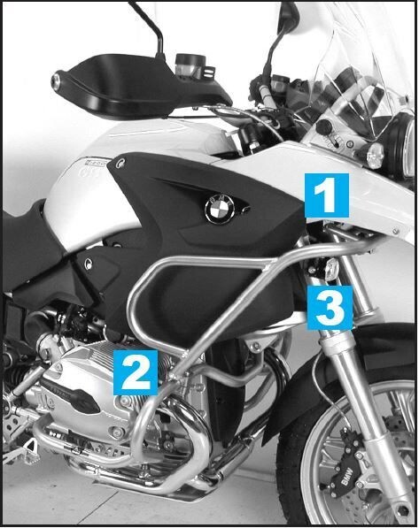 Hepco&Becker BMW R 1200 GS (2004-2007) Tankschutzbügel für Kombination mit Motorschutzbügel 502918 silber / silber
