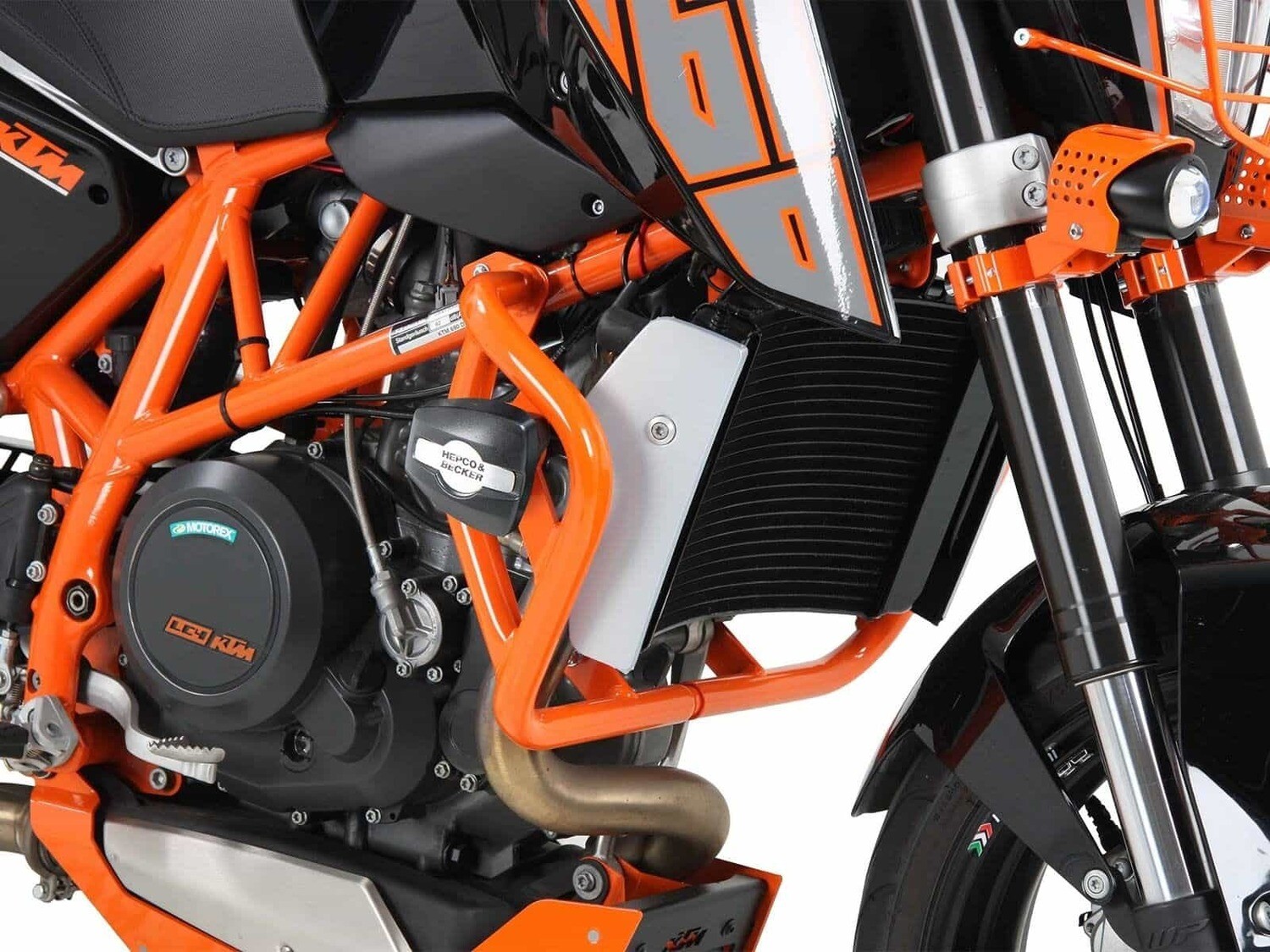 Hepco&Becker KTM 690 Duke/R (2012-2015) Motorschutzbügel inkl. Protectionpad orange
