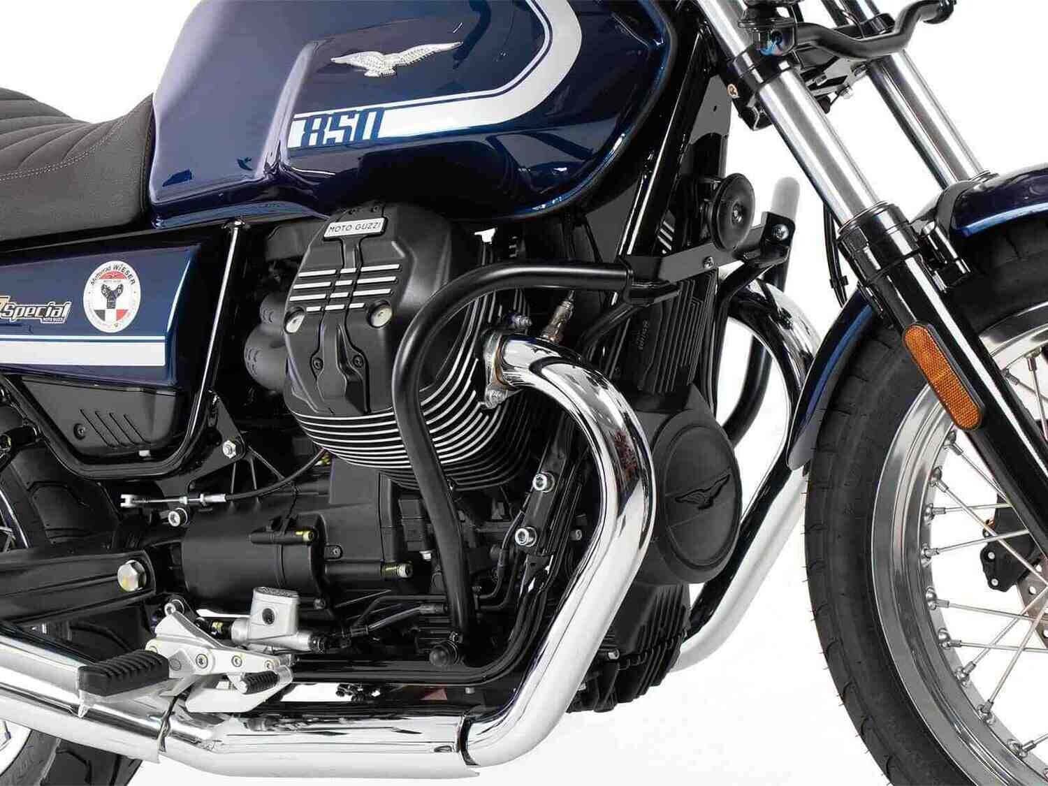 Hepco&Becker Moto Guzzi V7 Special/Stone/Centenario (850 ccm) (2021-) Motorschutzbügel chrom/schwarz, Farbe: schwarz