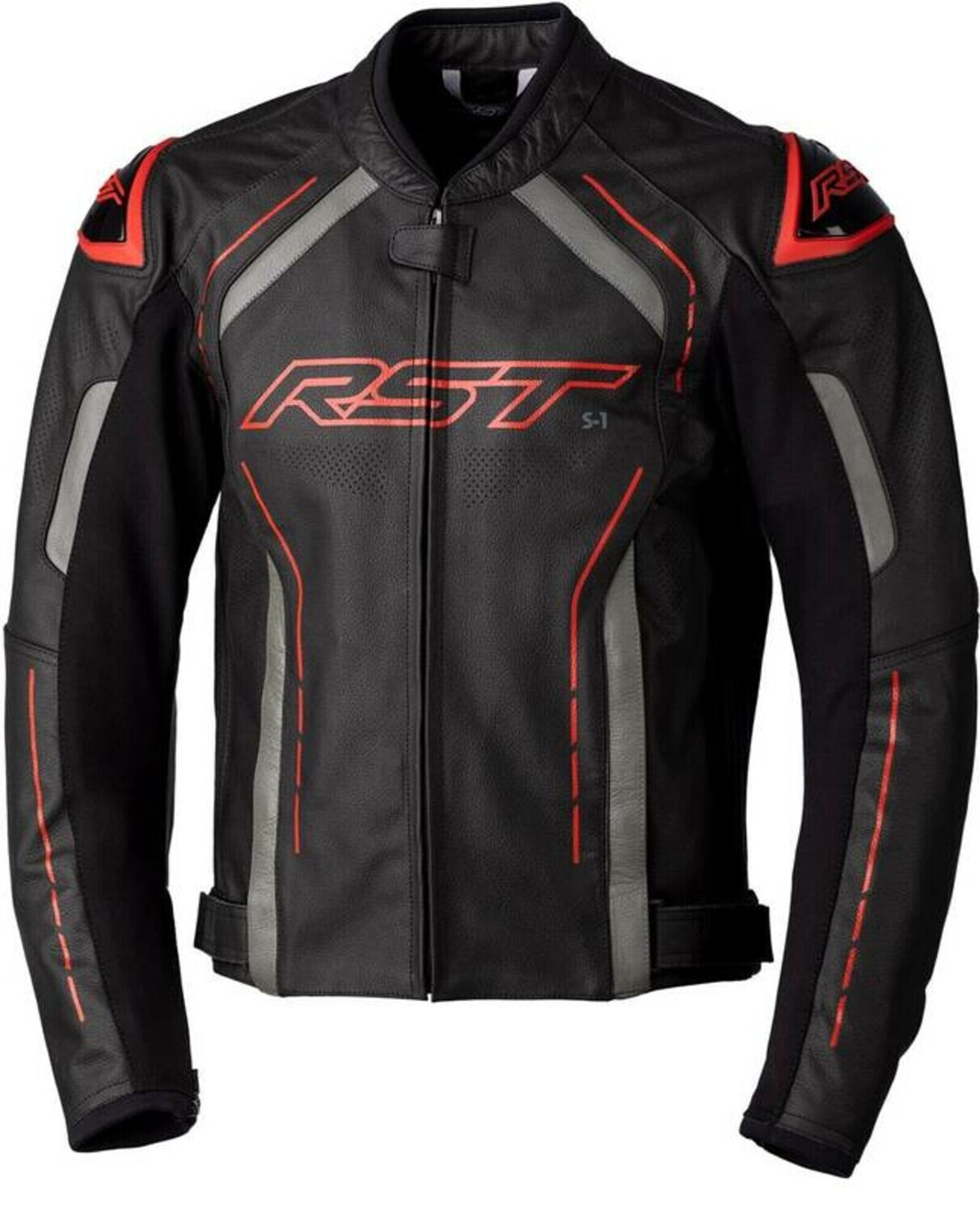 RST S1 CE Lederjacke Schwarz/Grau/Rot