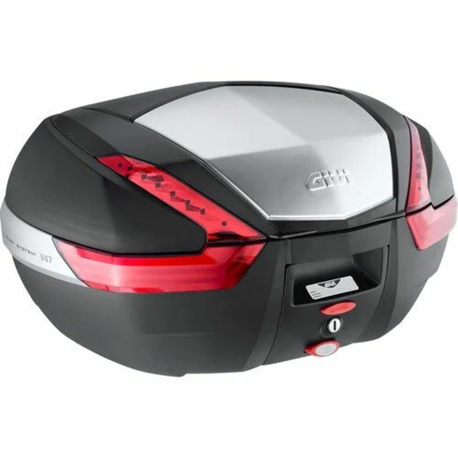 GIVI V47 Monokey Topcase mit mit Alu Blende, 47 Liter, mit automatischen Öffnungskit Keyless 2.0