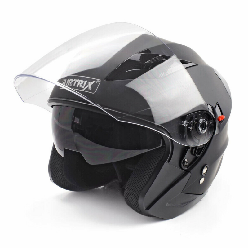 Airtrix Motorradhelm Scooterhelm Helm Jethelm Black Panther ECE 22.05 schwarz     XS