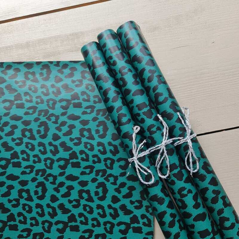 Kado inpakpapier Groen Panterprint 30x100
