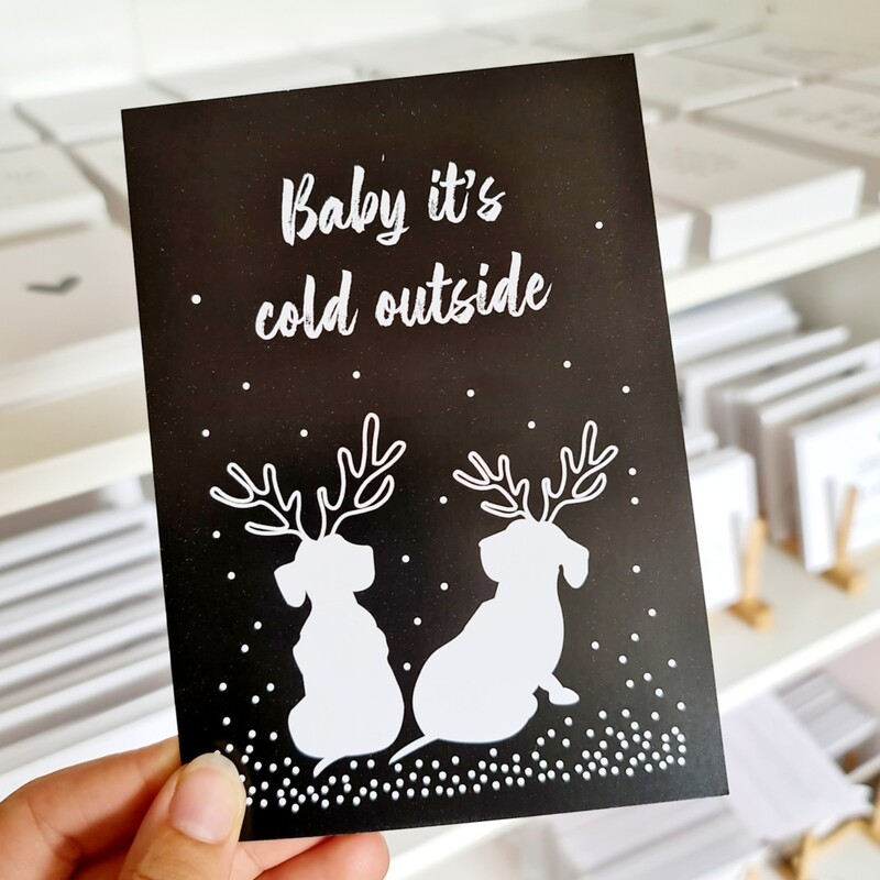 Kaart Teckel Kerst it's cold outside Kaart Teckel Kerst it's cold outside