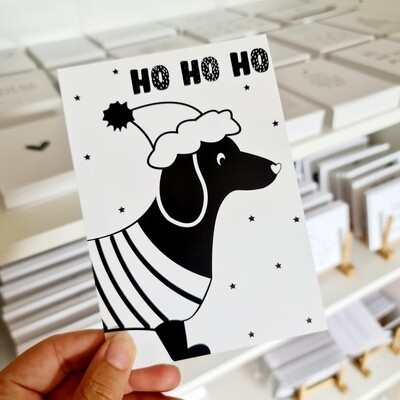 Kaart Teckel Kerst HoHoHo