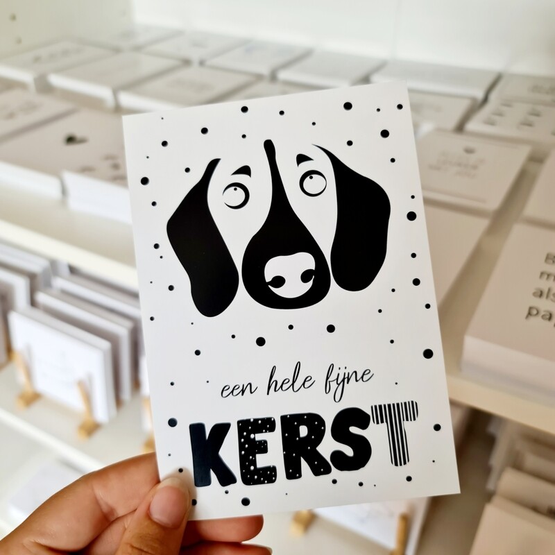 Kaart teckel Fijne Kerst Kaart teckel Fijne Kerst