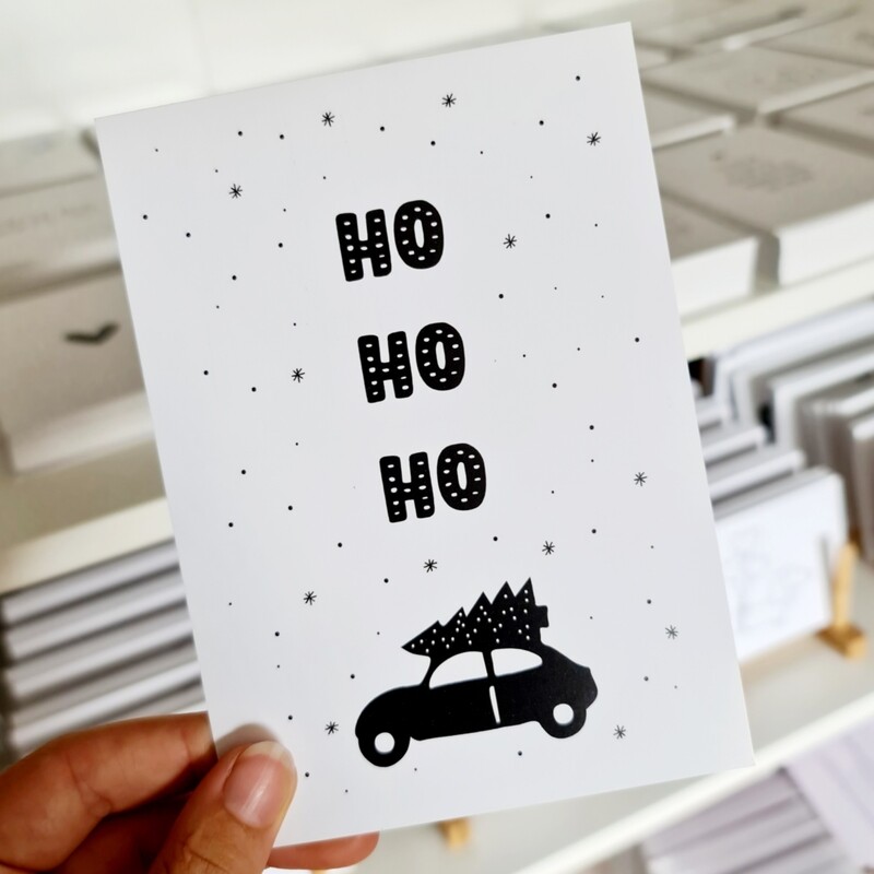 Kaartje Kerst HoHoHo Auto