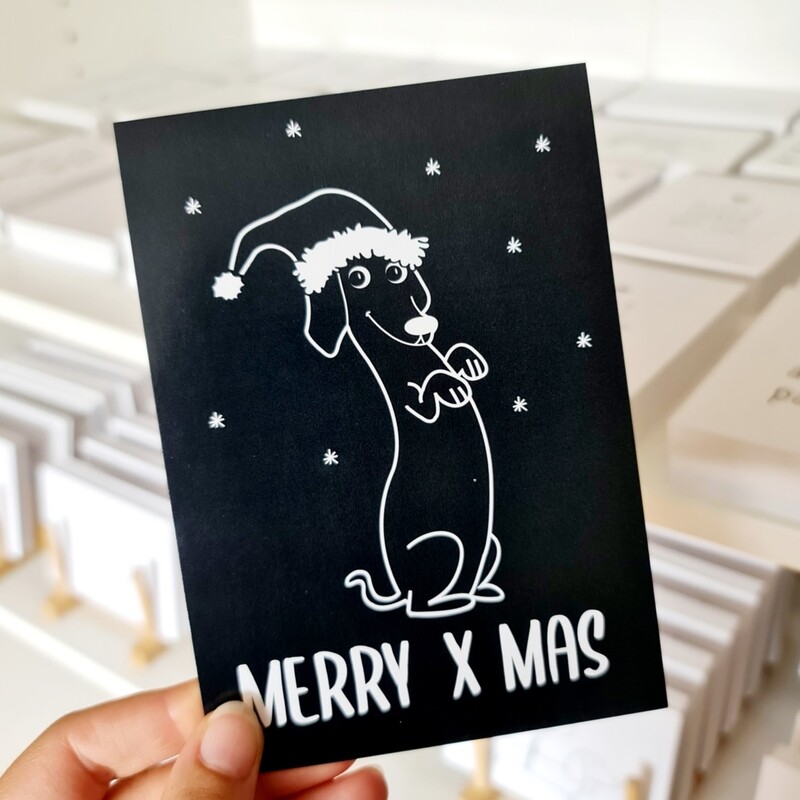 Kaart Kerst vrolijke teckel Kaart Kerst vrolijke teckel