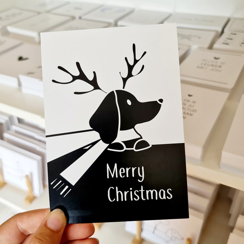 Kaart Kerst teckel hert Kaart Kerst teckel hert