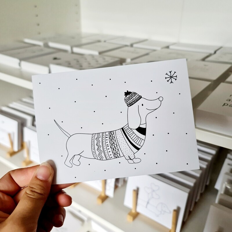 Kaart Kerst Teckel Winter Kaart Kerst Teckel Winter