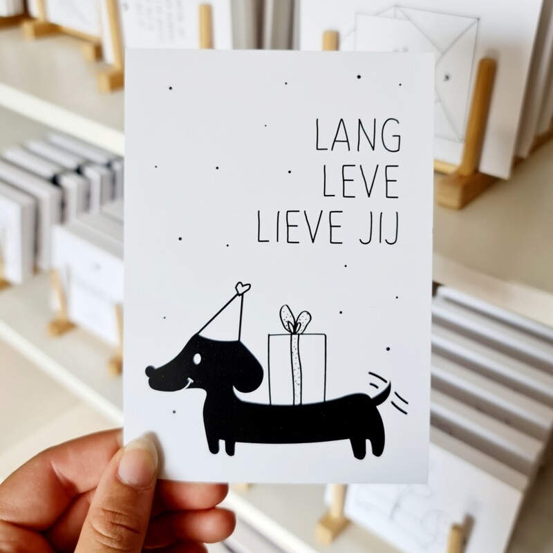 Kaart Teckel Verjaardag Lang Leve Kaart Teckel Verjaardag Lang Leve