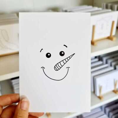 Kaart Kerst Sneeuwpop Gezichtje Kaart Kerst Sneeuwpop Gezichtje