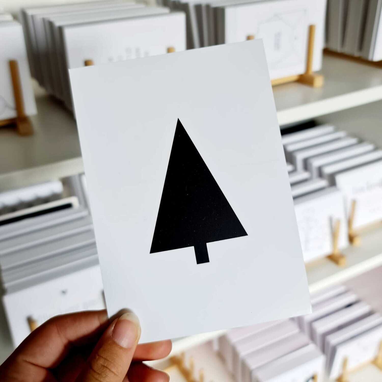 Kaart Kerstboom Zwartwit Kaart Kerstboom Zwartwit