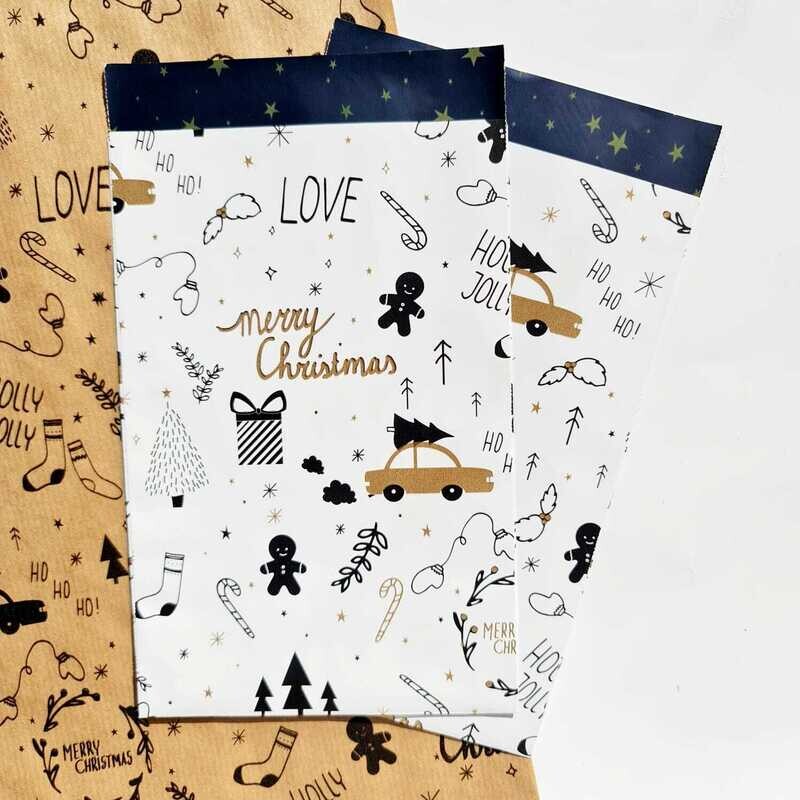 Kado inpak zakjes Kerst blauw 4 STKS Kado inpak zakjes Kerst blauw 4 STKS