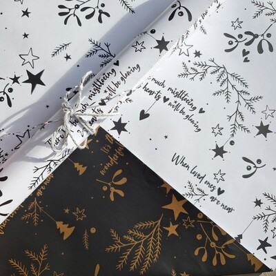 Kado inpakpapier Kerst Zwart Wit 30x100 Kado inpakpapier Kerst Zwart Wit 30x100