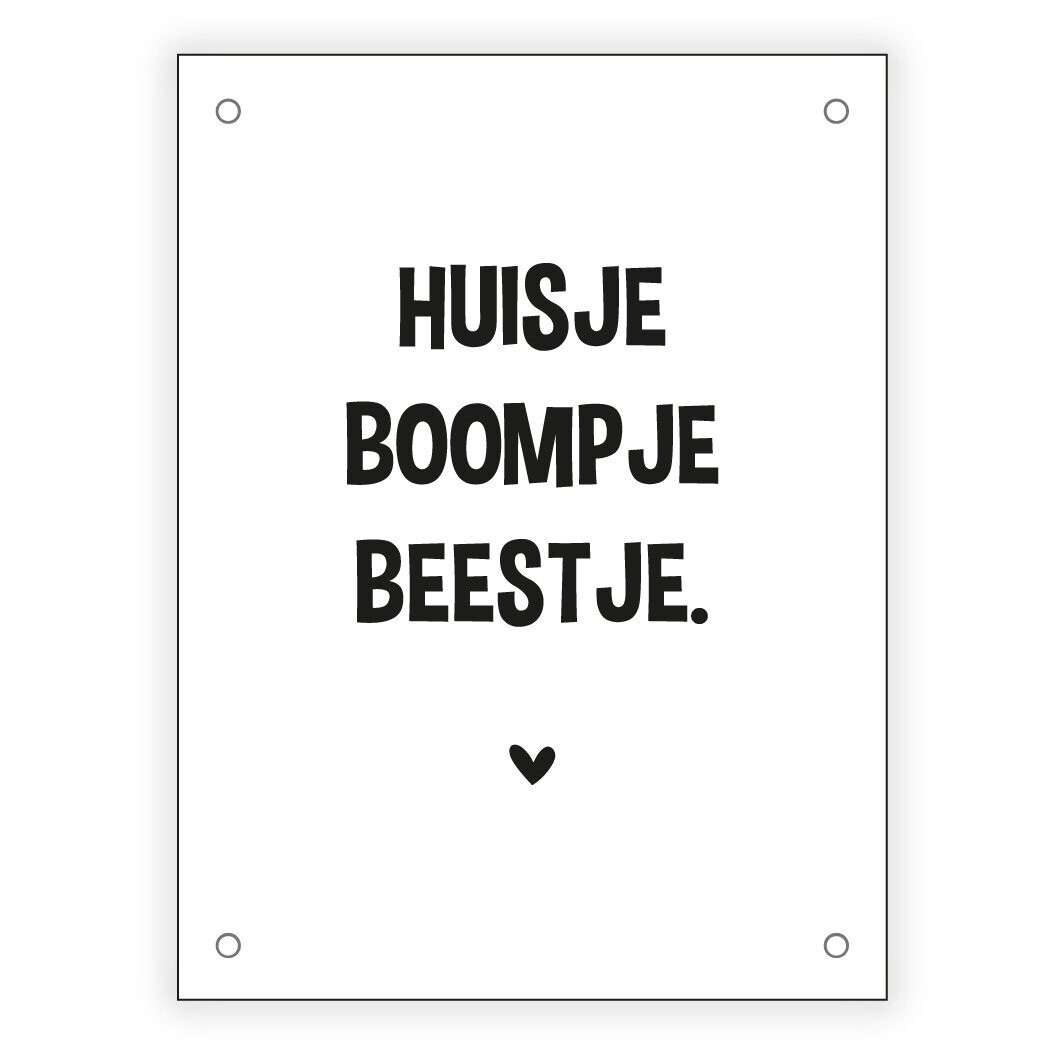 Tuinposter Huisjes Boompje Beestje Zwartwit