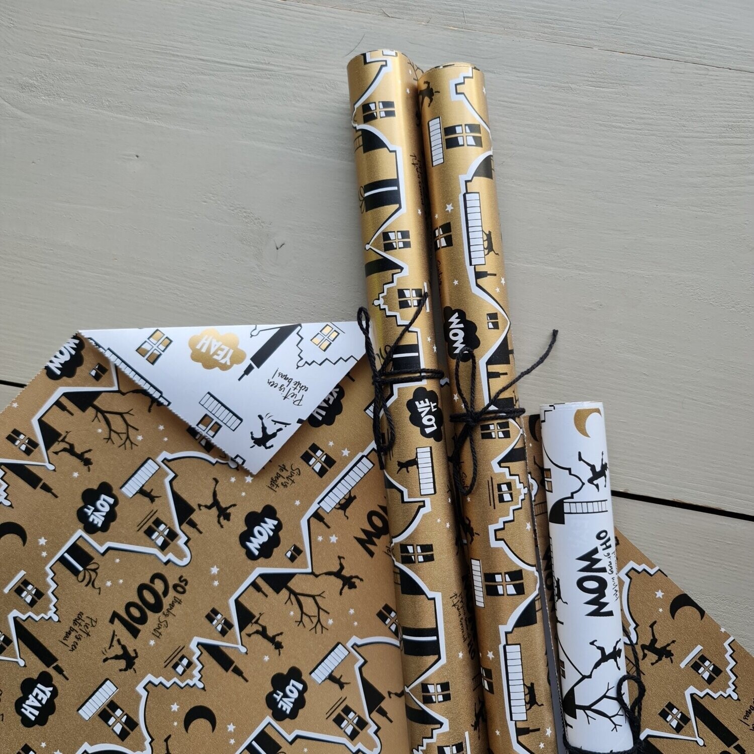 Kado inpakpapier Goud Sinterklaas