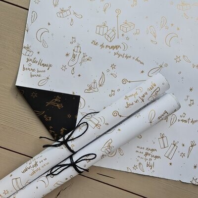 Kado inpakpapier witgoud Sinterklaas