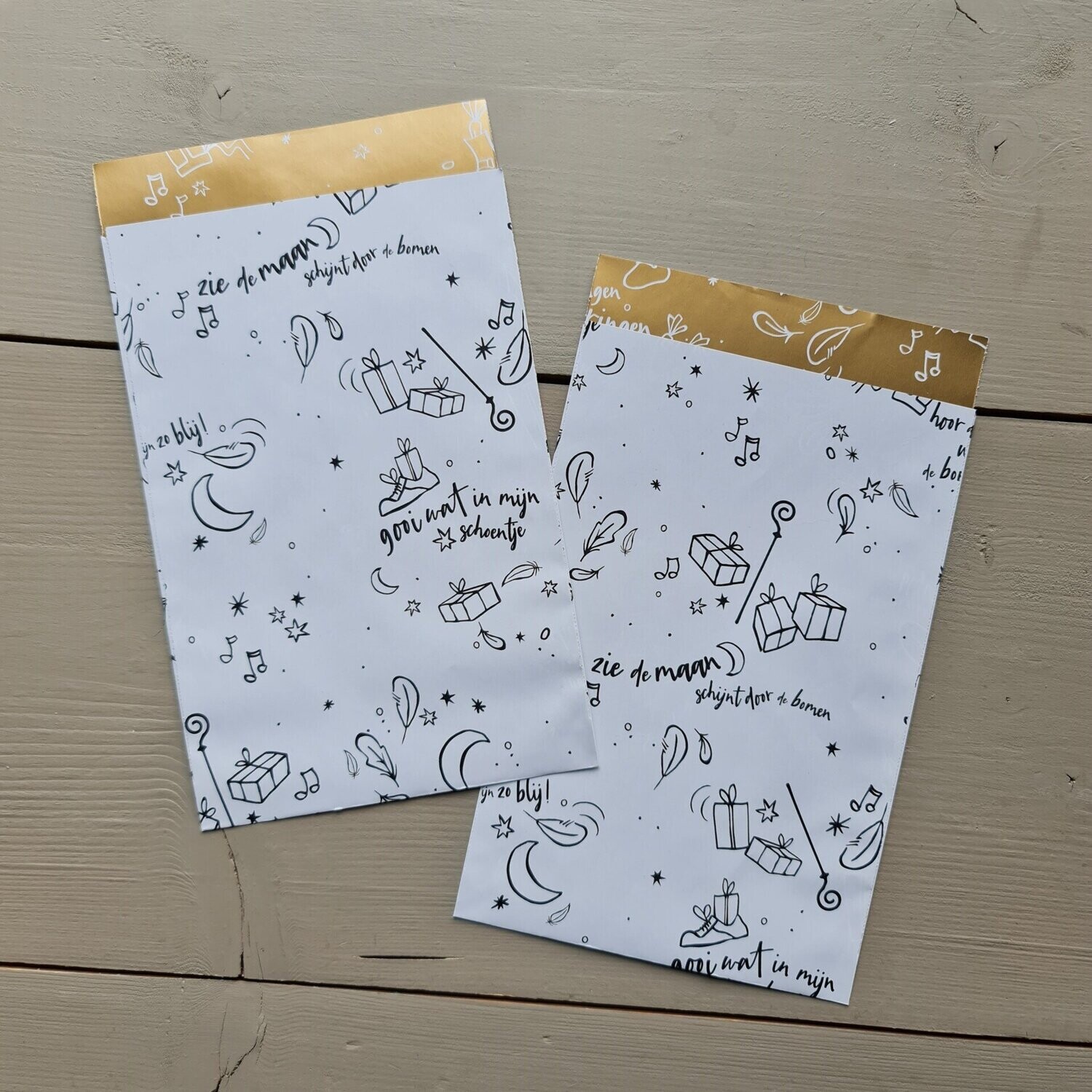 Kado inpak zakjes Sinterklaas Zwartwit 4 STKS