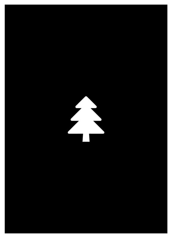 Kaart Kerst Zwartwit Boompje