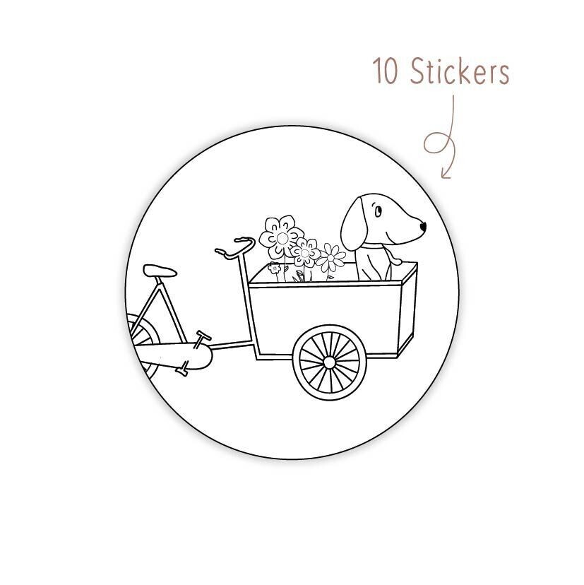 Stickers Bakfiets hond Teckel 10 STKS