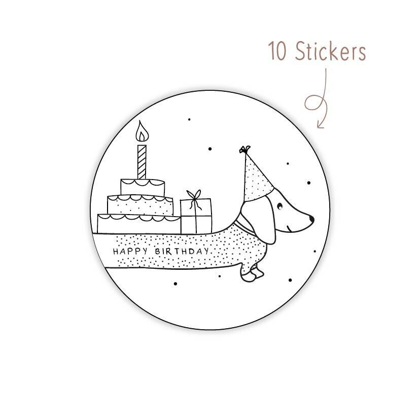 Stickers Teckel Taart 10 STKS