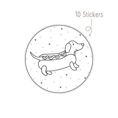 Stickers Hotdog teckel 10 STKS