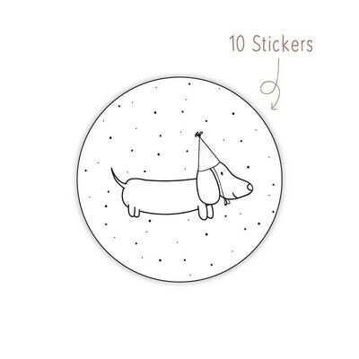 Stickers Teckel Jarig 10 STKS